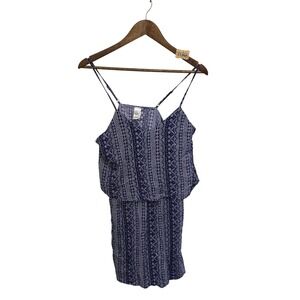 West Loop Blue White Geometric Tile Print Blouson‎ Mini Dress Womens XL NWT